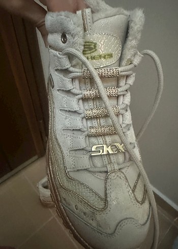 SKECHERS Beyaz Gri Platform Topuklu Kadın Spor Ayakkabı - Görsel 3