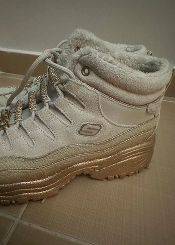 SKECHERS Beyaz Gri Platform Topuklu Kadın Spor Ayakkabı - Görsel 4