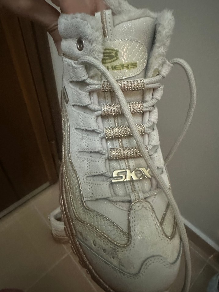 SKECHERS Beyaz Gri Platform Topuklu Kadın Spor Ayakkabı - Görsel 3