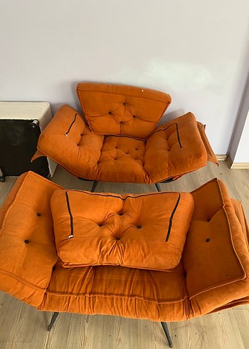 Ikea Koyu Turuncu ikili koltuk
