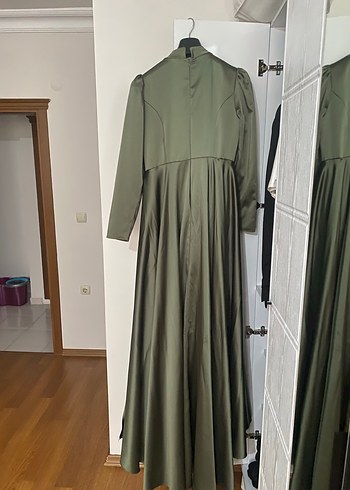 Abiye Yeşil İşlemeli Drapeli Uzun Abiye Elbise