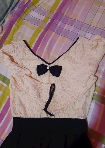 38 Beden beyaz Renk Dantelli Beyaz V Yaka Strappy Elbise