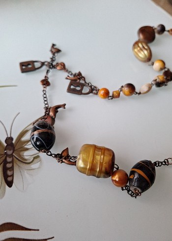 Uzun Etnik Boncuklu Bohem Kadın Kolye - Görsel 2