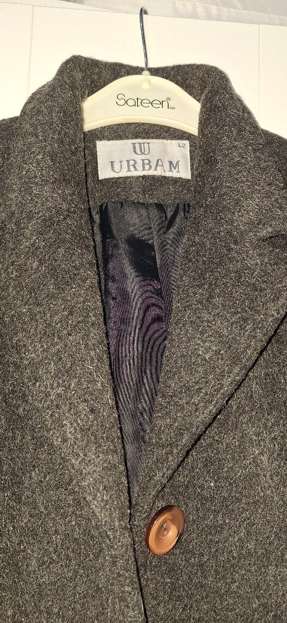 Kadın Siyah Yün, Düğmeli Uzun Kaban - Görsel 3