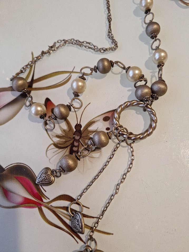 Uzun Zincir Detaylı Vintage Bohem Kolye - Görsel 2