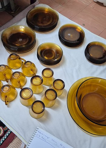 Kahverengi Cam Bardak ve Tabak Seti - Görsel 3