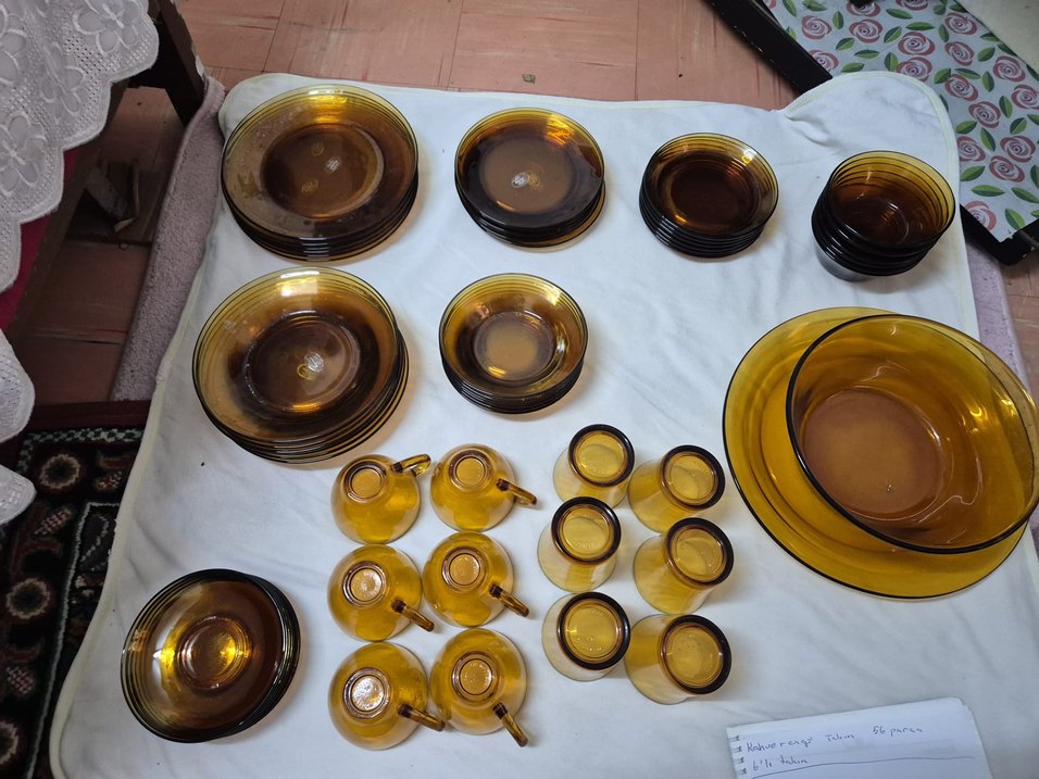 Kahverengi Cam Bardak ve Tabak Seti - Görsel 4