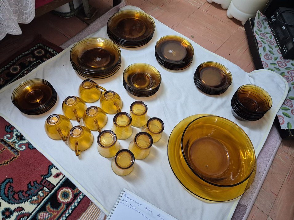 Kahverengi Cam Bardak ve Tabak Seti - Görsel 3