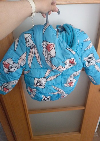 Mavi Baskılı Fermuarlı Street Wear Mont - Görsel 2