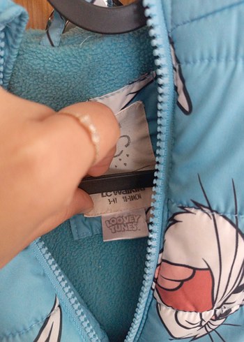 Mavi Baskılı Fermuarlı Street Wear Mont - Görsel 3