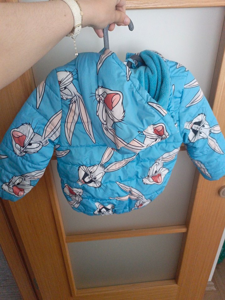 Mavi Baskılı Fermuarlı Street Wear Mont - Görsel 2