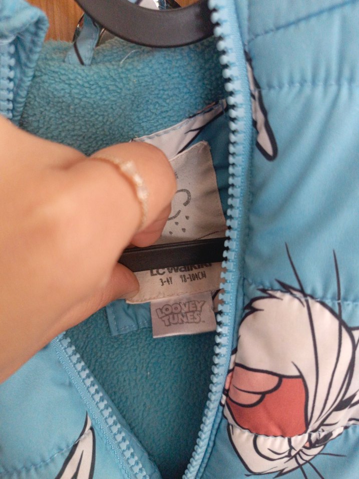 Mavi Baskılı Fermuarlı Street Wear Mont - Görsel 3