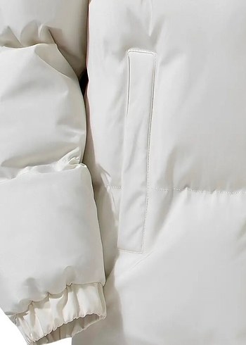 Beyaz içi yünlü peluş Sıcak Mont - Görsel 5