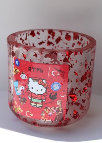 Renkli Kırmızı Türkçü Hello Kitty Bardak - Görsel 4