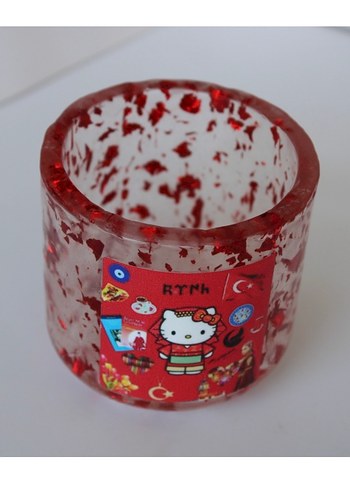 Renkli Kırmızı Türkçü Hello Kitty Bardak - Görsel 2