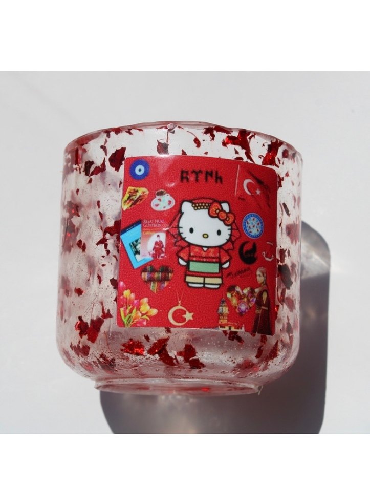 Renkli Kırmızı Türkçü Hello Kitty Bardak - Görsel 3