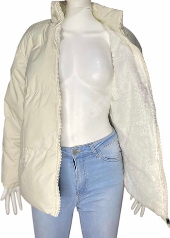 Beyaz Kürklü Kadın Kışlık Mont - Görsel 5