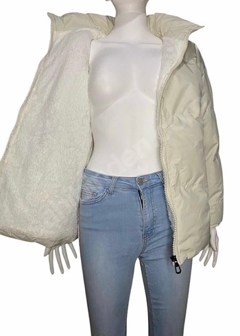 Beyaz Kürklü Kadın Kışlık Mont - Görsel 3