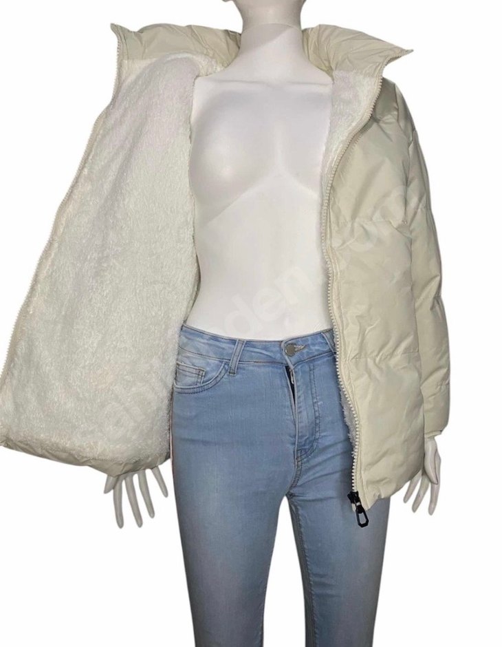 Beyaz Kürklü Kadın Kışlık Mont - Görsel 3