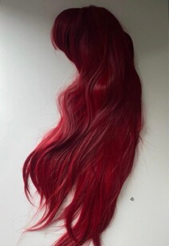 Gerçeğimsi görünüş ve hissiyatlı Kırmızı Uzun Saç Peruk - Görsel 4