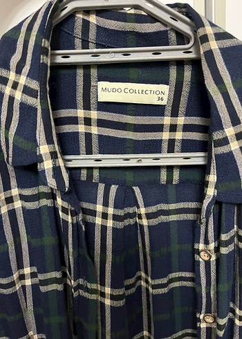 Kadın Lacivert Kareli Pamuklu Gömlek - Görsel 3