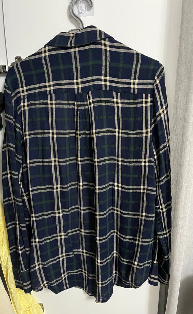 Kadın Lacivert Kareli Pamuklu Gömlek - Görsel 2