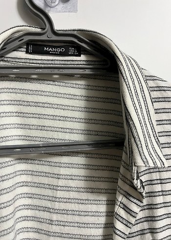 Gri Çizgili Uzun Kollu Kadın Gömlek - Görsel 2