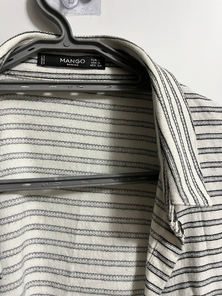 Gri Çizgili Uzun Kollu Kadın Gömlek - Görsel 2