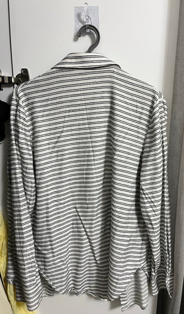 Gri Çizgili Uzun Kollu Kadın Gömlek - Görsel 3