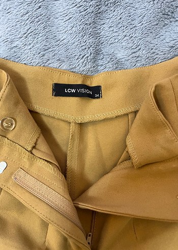 Düz Kesim Bej Kadın Kumaş Pantolon - Görsel 4