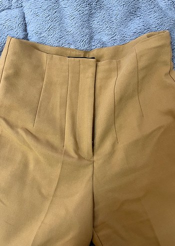 Düz Kesim Bej Kadın Kumaş Pantolon - Görsel 3