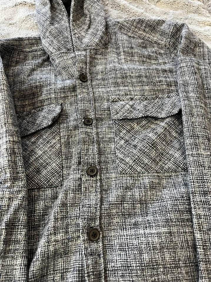 Kapüşonlu Düğmeli yünlü Gömlek - Görsel 2