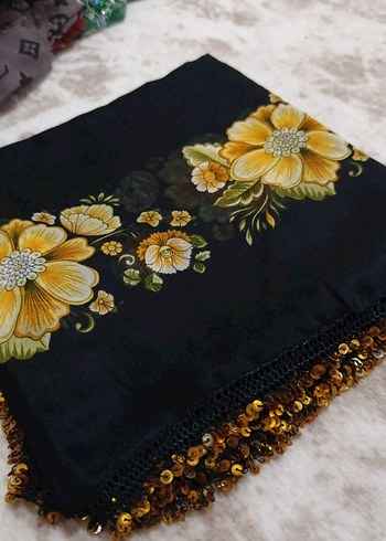 Boncuk İşlemeli Altın Renkli Bohem Kadın yazma - Görsel 2