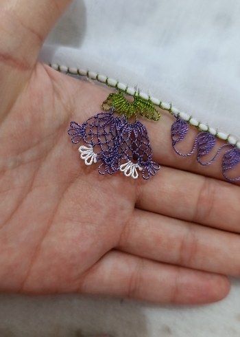 Mor Dantelli Kadın yazma el emeği - Görsel 2