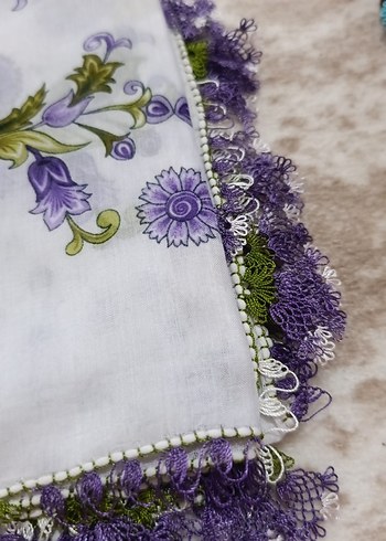 Mor Dantelli Kadın yazma el emeği - Görsel 3