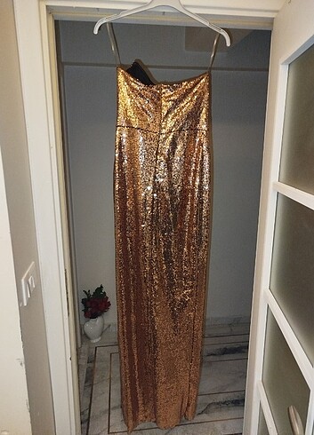 m Beden Pullu Gold Abiye