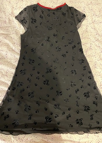 V Yaka Siyah Dantel Mini Elbise - Görsel 2