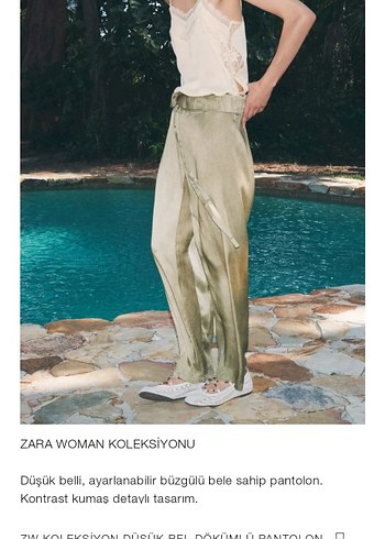 Zara Kadin Dusuk Bel Saten Pantolon