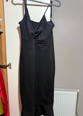 Siyah V Yaka Uzun Kalem Elbise - Görsel 4