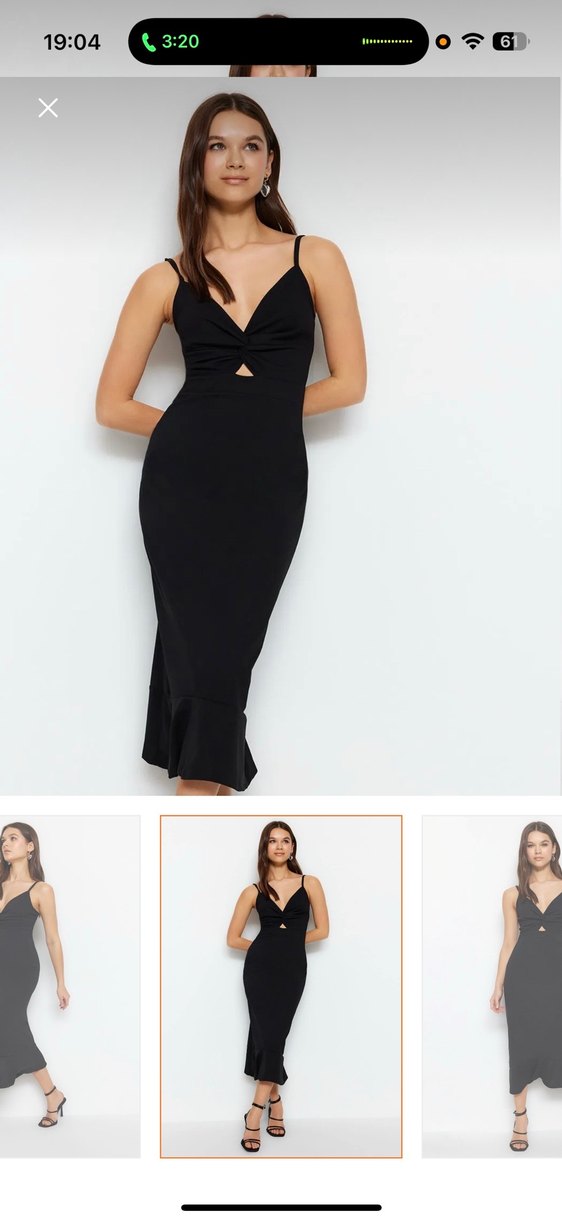 Siyah V Yaka Uzun Kalem Elbise - Görsel 2