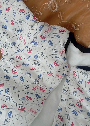 Renkli Desenli Beyaz Bebek Tulum - Görsel 2