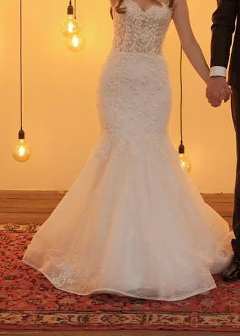 Modern Klasik Beyaz Straplez Gelinlik - Görsel 4