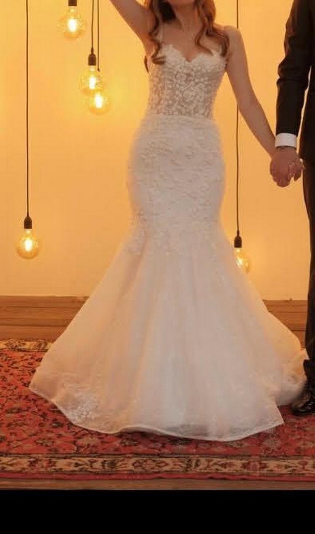 Modern Klasik Beyaz Straplez Gelinlik - Görsel 4