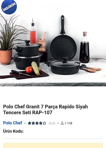 Polochef rapido granit 7 parça set