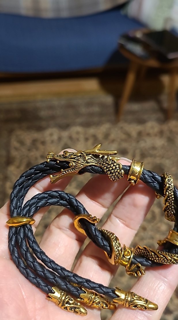 Altın Renkli Gotik Ejderha  Bileklik - Görsel 2
