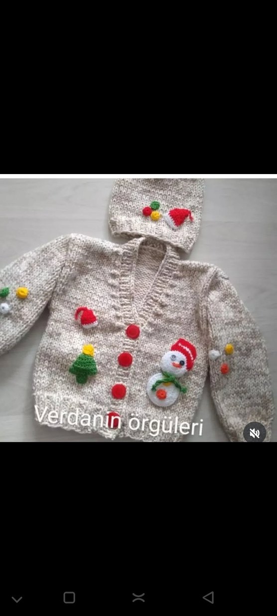 kardan adamlı erkek çocuk hırka ve şapkası - Görsel 2