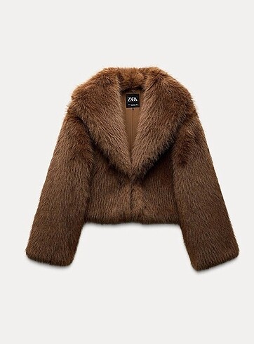 Zara suni kürklü kısa kaban etiketli