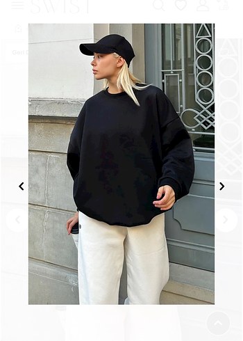 l Beden Siyah Oversize Kadın Sweatshirt