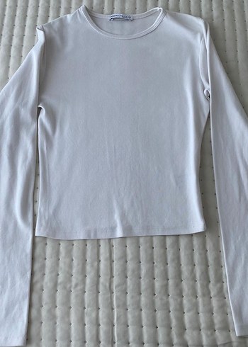 BERSHKA Beyaz uzun kollu tişört
