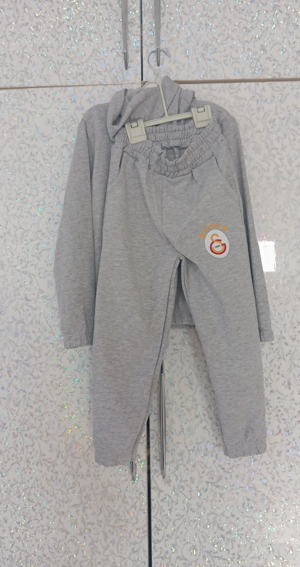 Gri Nakışlı Erkek Çocuk Sweatshirt ve Eşofman Takımı - Görsel 3